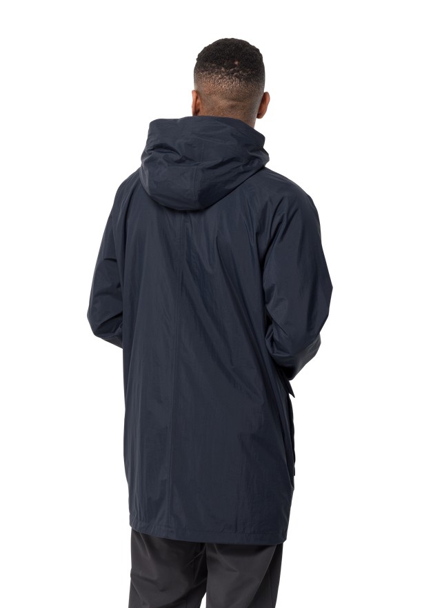 Navy Men Jack Wolfskin Norden Port Coats | 42077204