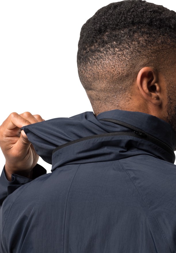Navy Men Jack Wolfskin Norden Port Coats | 42077204