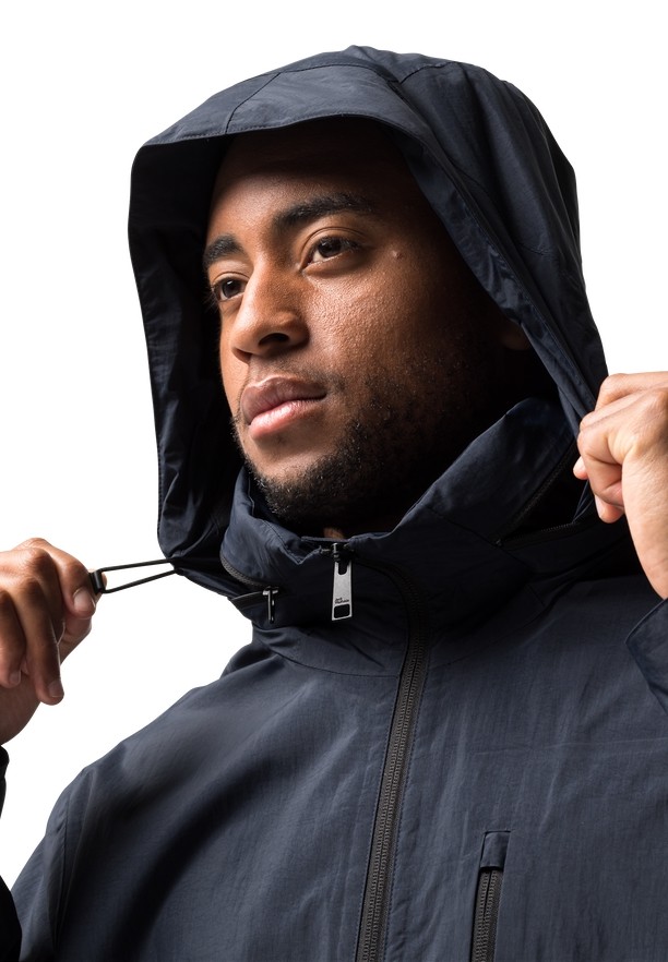 Navy Men Jack Wolfskin Norden Port Coats | 42077204