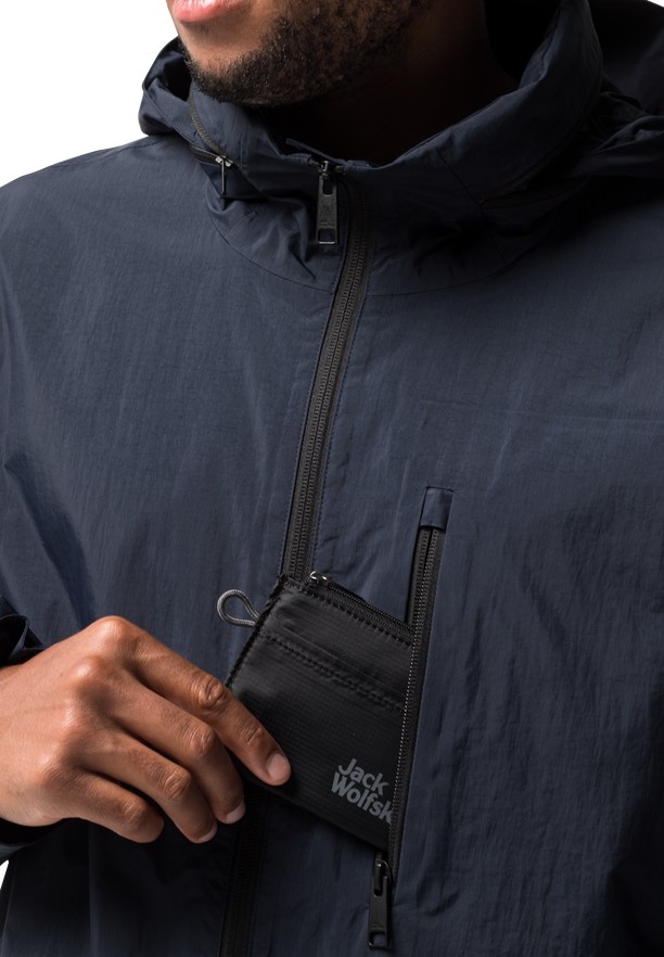 Navy Men Jack Wolfskin Norden Port Coats | 42077204