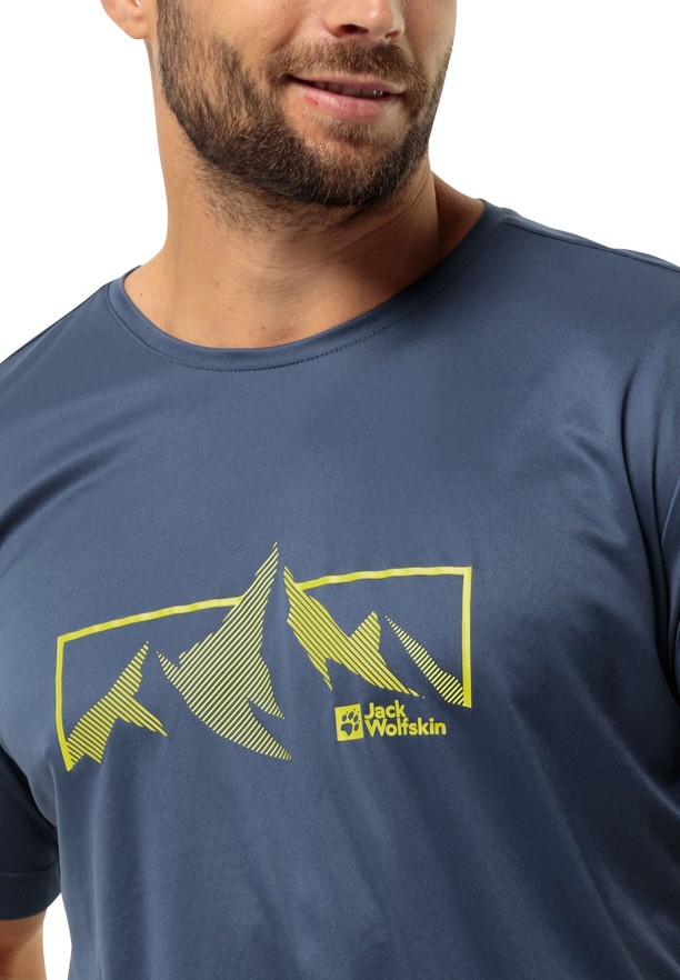 Navy Men Jack Wolfskin Peak Graphic T Shirts | 77575132