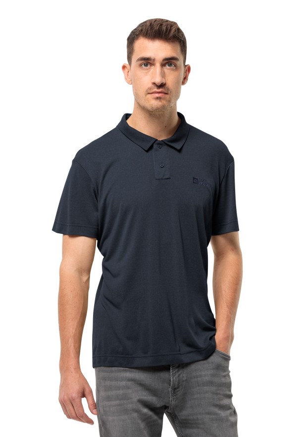 Navy Men Jack Wolfskin Pikeh Polo Shirts | 94950739