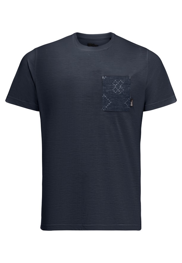Navy Men Jack Wolfskin Pocket Karana T Shirts | 90070773