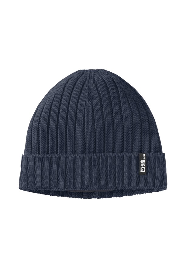 Navy Men Jack Wolfskin Rib Knit Beanie | 88365347