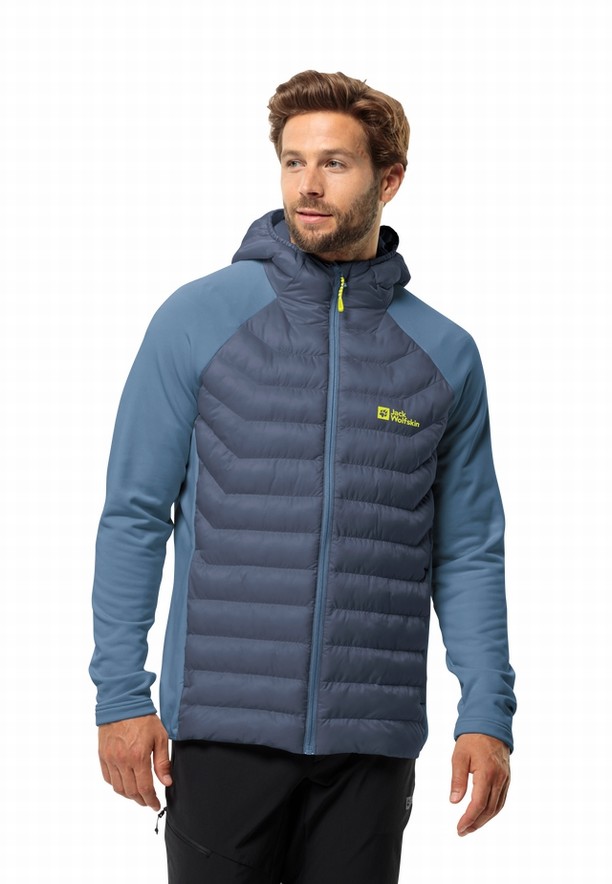 Navy Men Jack Wolfskin Routeburn Pro Hybrid Jackets | 30119598