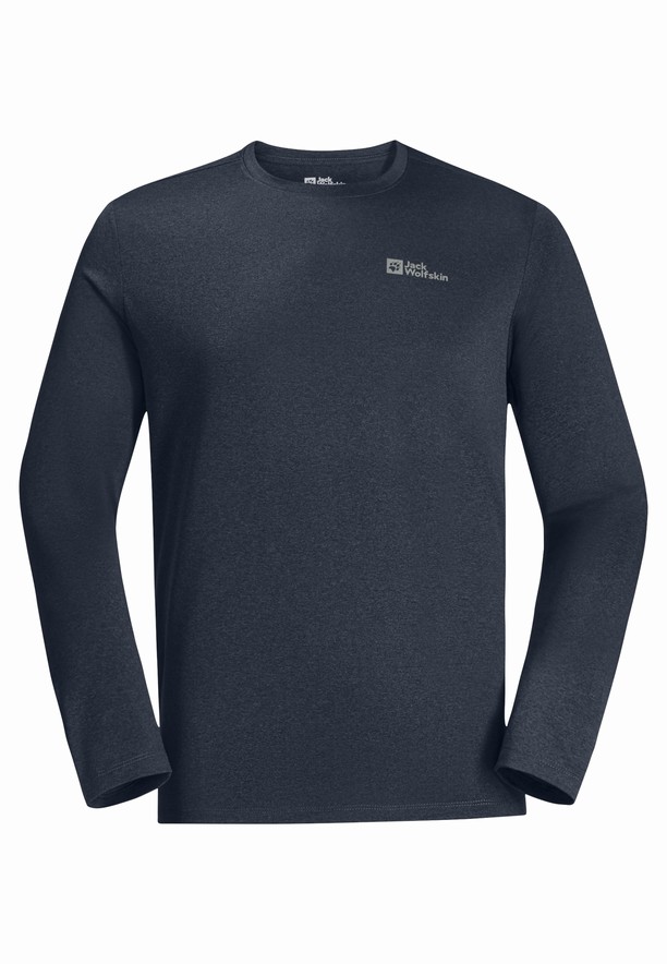 Navy Men Jack Wolfskin Skyhermal L/s T Shirts | 37837973