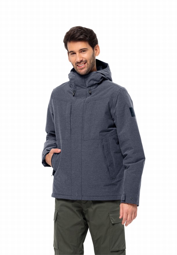 Navy Men Jack Wolfskin Snowy Park Winter Jackets | 53474817