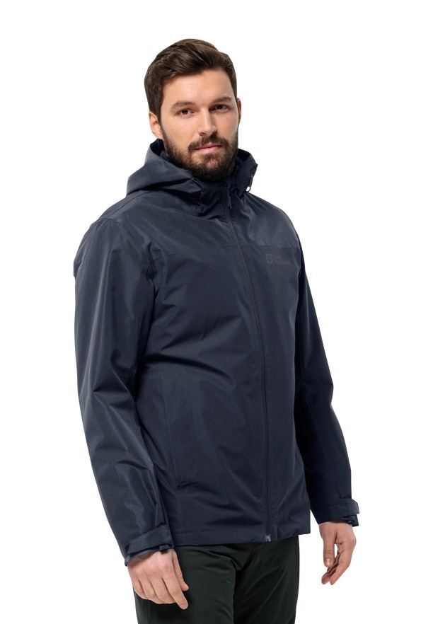 Navy Men Jack Wolfskin Taubenberg 3in1 Jackets | 66302118