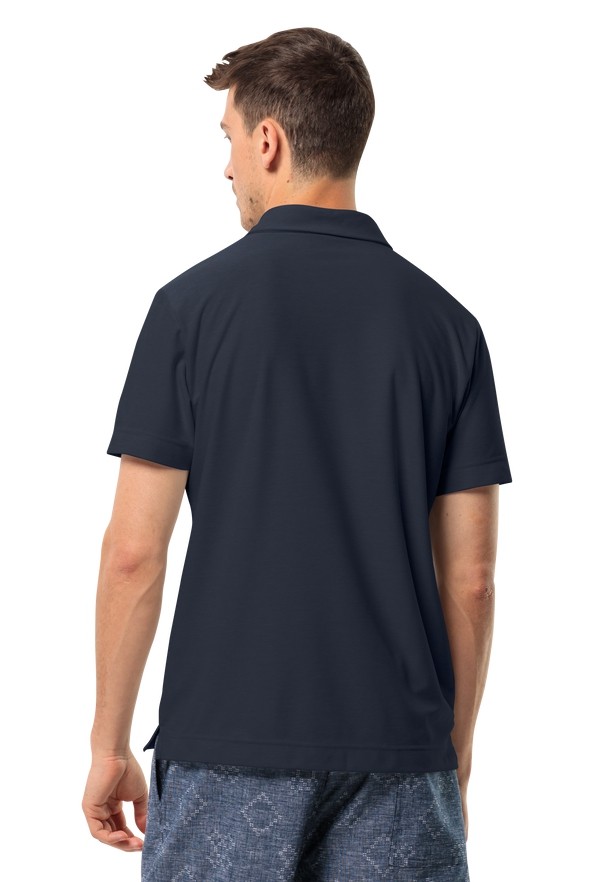 Navy Men Jack Wolfskin Terral Polo Shirts | 17959457