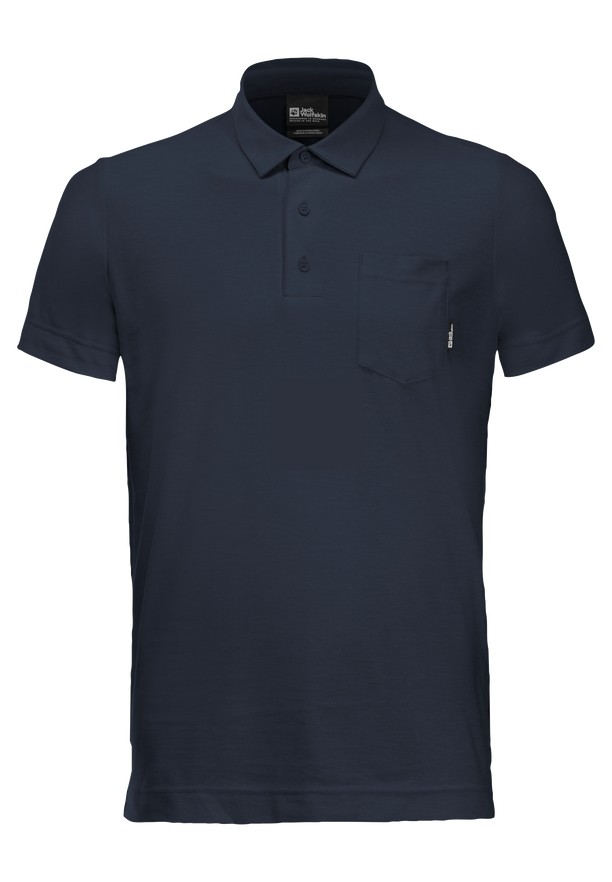 Navy Men Jack Wolfskin Terral Polo Shirts | 17959457
