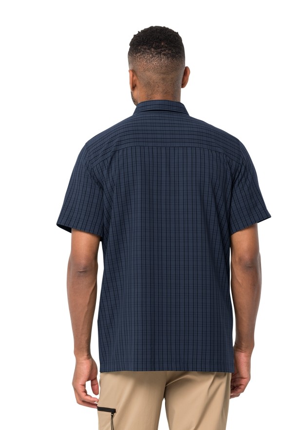 Navy Men Jack Wolfskin Thompson Shirts | 62886645