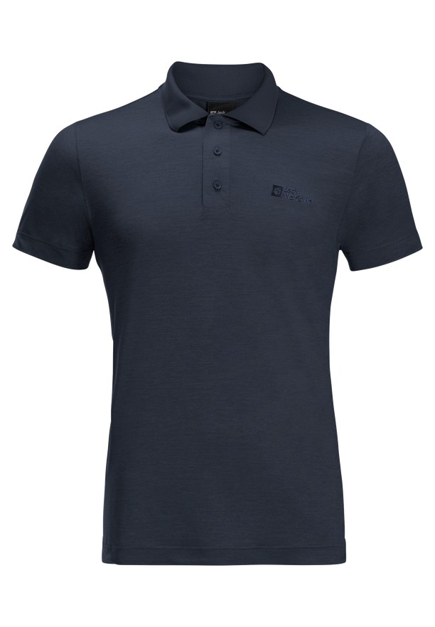 Navy Men Jack Wolfskin Travel Polo Shirts | 99023306