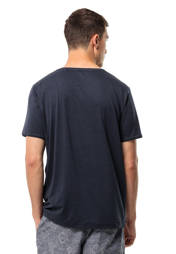 Navy Men Jack Wolfskin Travel T Shirts | 22771493