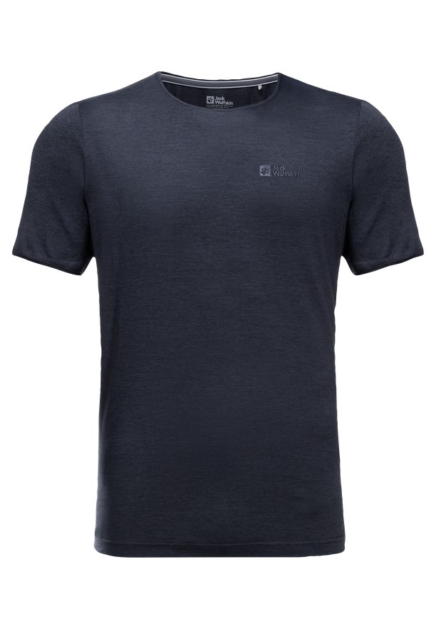 Navy Men Jack Wolfskin Travel T Shirts | 22771493