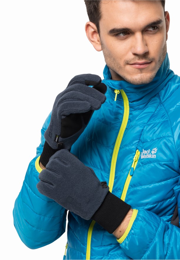Navy Men Jack Wolfskin Vertigo Gloves | 63523277