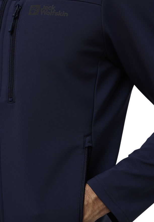 Navy Men Jack Wolfskin Whirlwind Softshell Jackets | 97041900