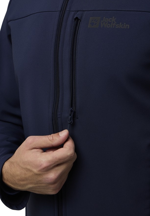 Navy Men Jack Wolfskin Whirlwind Softshell Jackets | 97041900