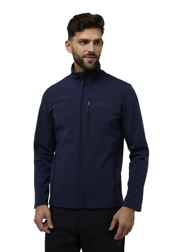 Navy Men Jack Wolfskin Whirlwind Softshell Jackets | 97041900