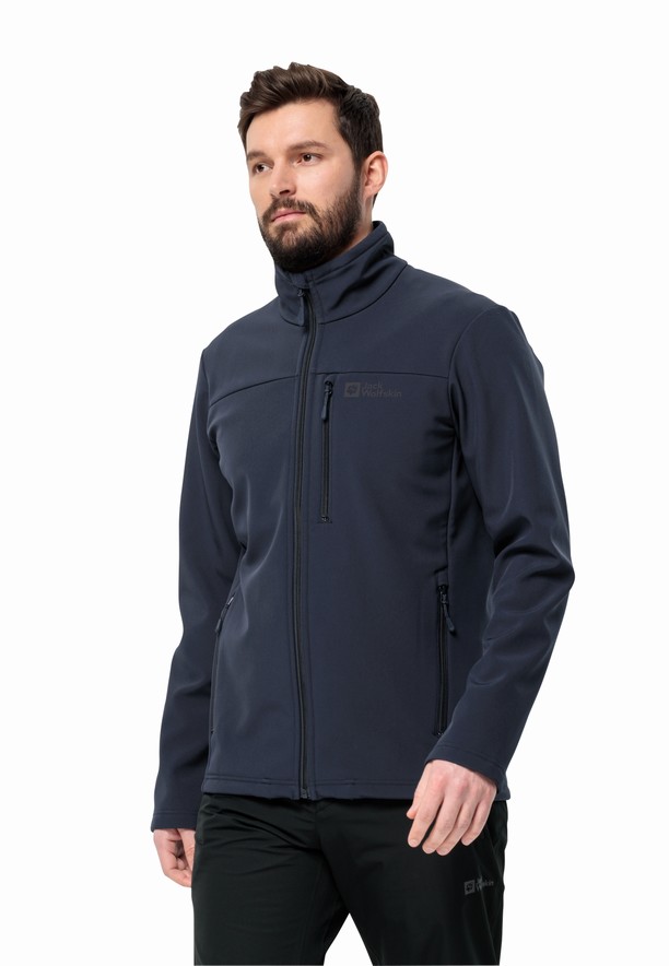 Navy Men Jack Wolfskin Whirlwind Softshell Jackets | 71729645