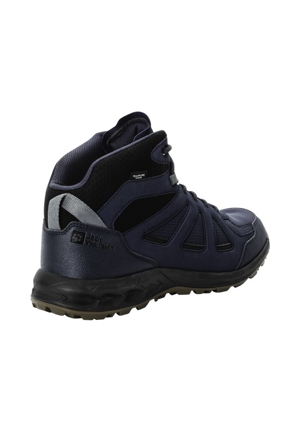 Navy Men Jack Wolfskin Woodland 2 Texapore Mid Hiking Shoes | 91724340