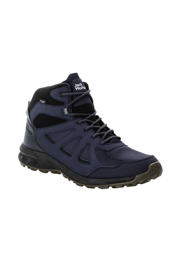 Navy Men Jack Wolfskin Woodland 2 Texapore Mid Hiking Shoes | 91724340