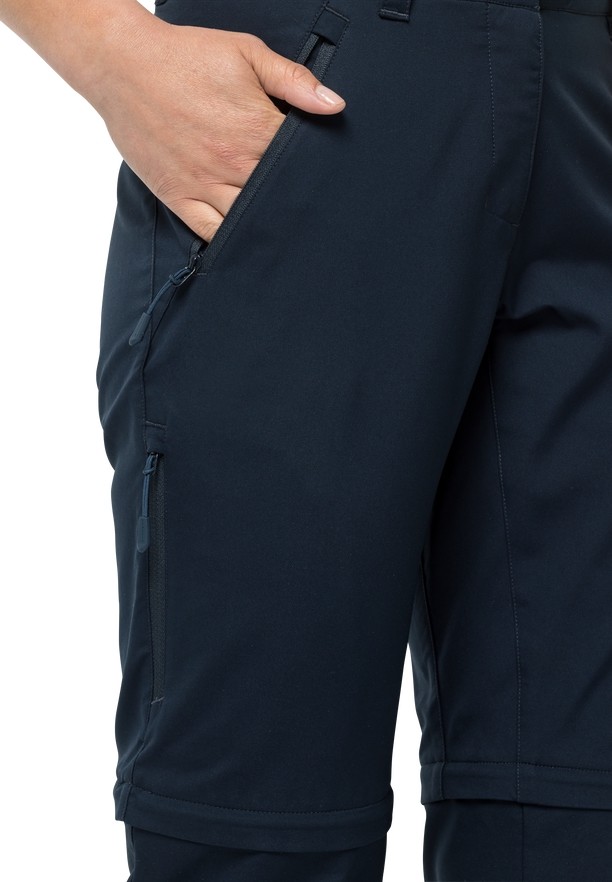 Navy Women Jack Wolfskin Active Track Zip Off Hiking Pants | 82882491