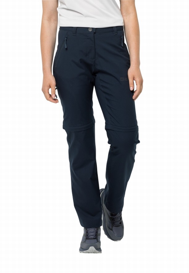 Navy Women Jack Wolfskin Active Track Zip Off Hiking Pants | 82882491