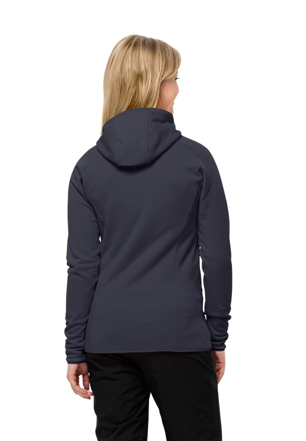 Navy Women Jack Wolfskin Baiselberg Hooded Fz Fleece Jackets | 71024750