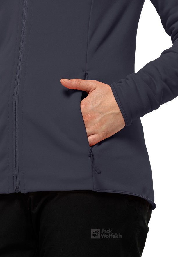 Navy Women Jack Wolfskin Baiselberg Hooded Fz Fleece Jackets | 71024750