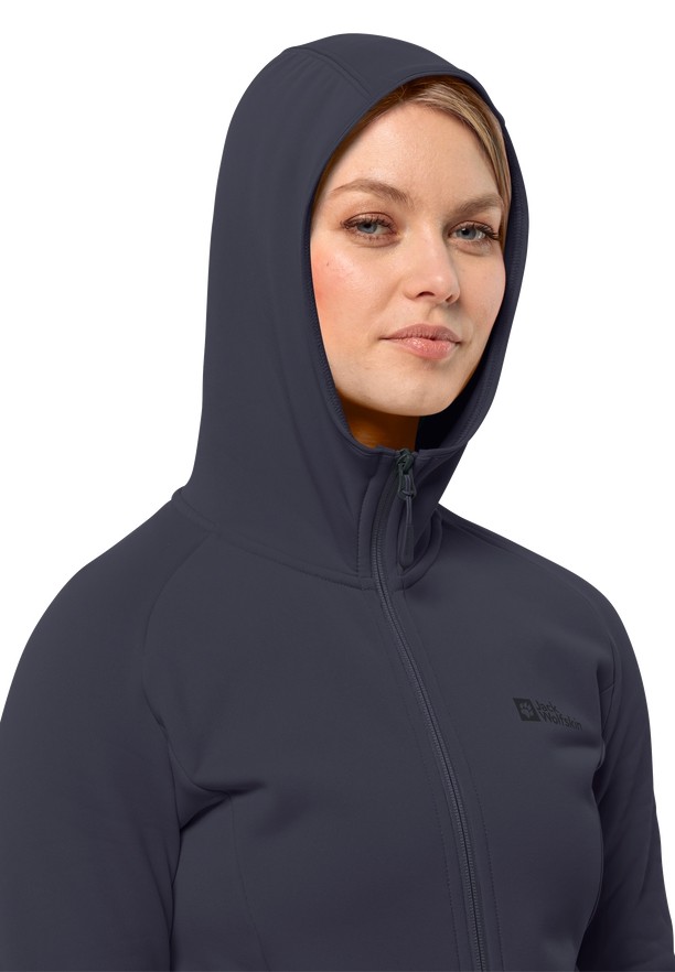 Navy Women Jack Wolfskin Baiselberg Hooded Fz Fleece Jackets | 71024750