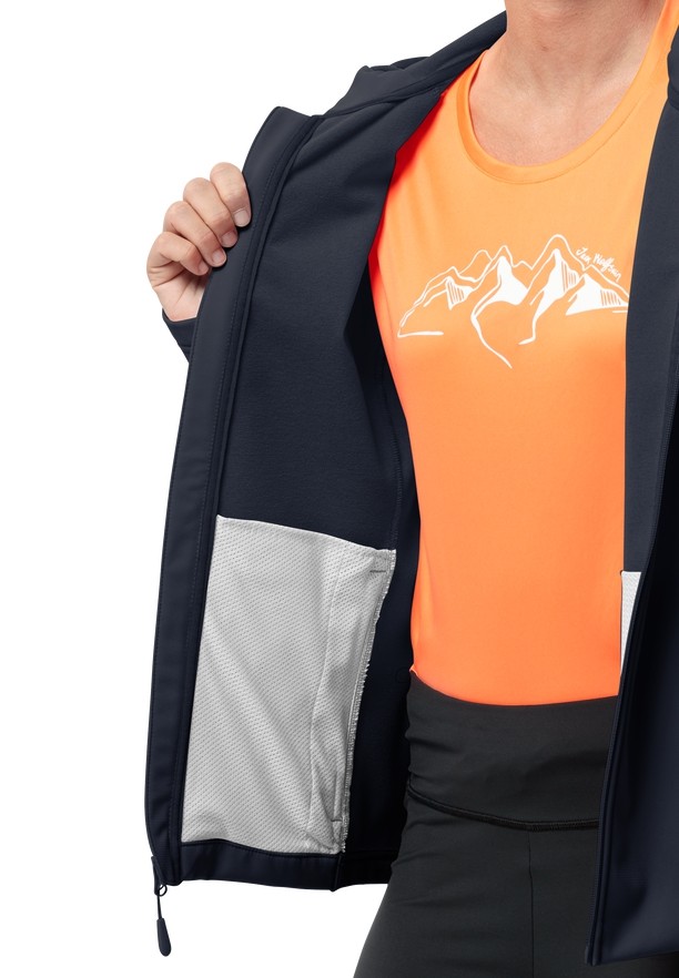 Navy Women Jack Wolfskin Bornberg Hoody Softshell Jackets | 15348125