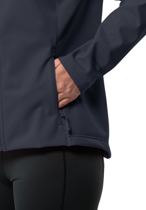 Navy Women Jack Wolfskin Bornberg Hoody Softshell Jackets | 15348125