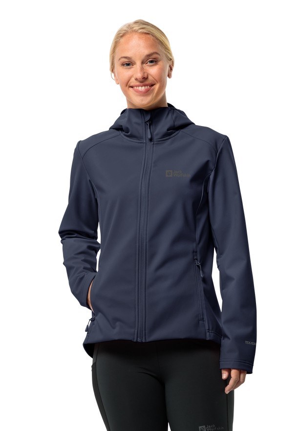 Navy Women Jack Wolfskin Bornberg Hoody Softshell Jackets | 15348125