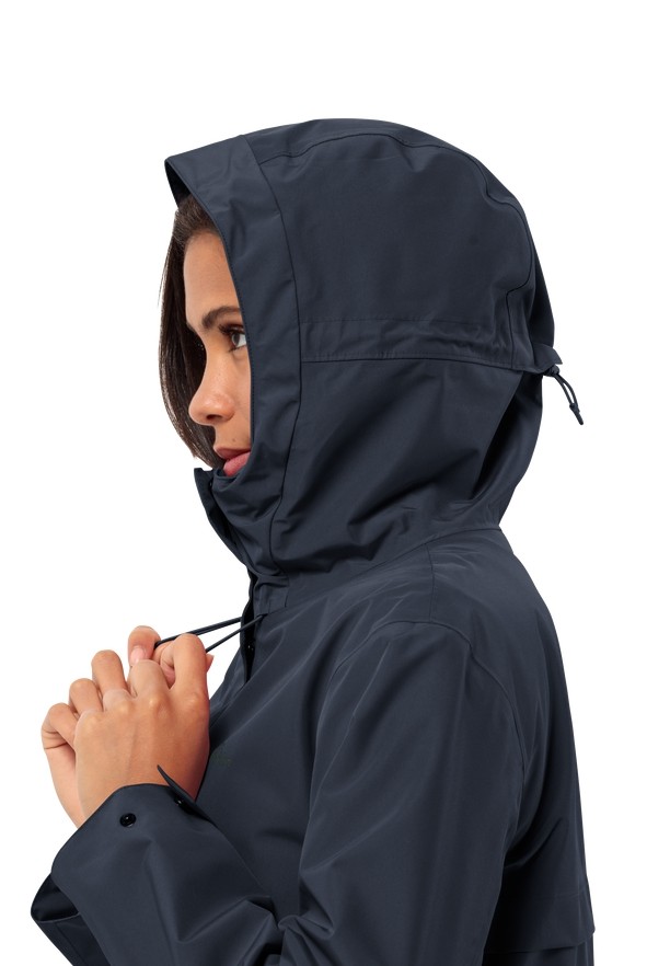 Navy Women Jack Wolfskin Cape West Rain Coats | 53756697