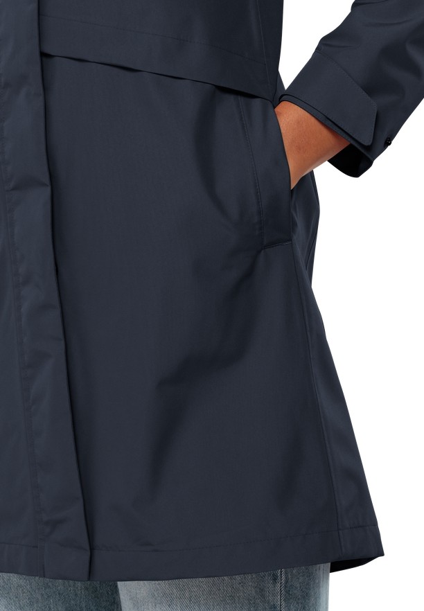 Navy Women Jack Wolfskin Cape West Rain Coats | 53756697