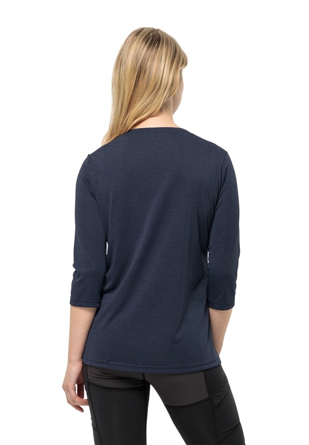 Navy Women Jack Wolfskin Crosstrail 3/4 T Shirts | 23352935