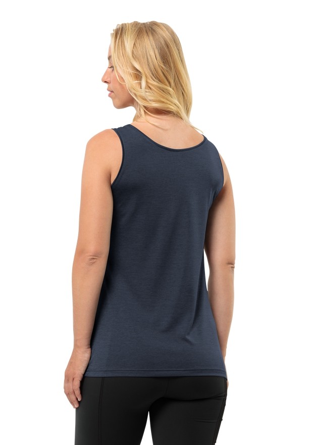 Navy Women Jack Wolfskin Crosstrail Tank Top | 42047323