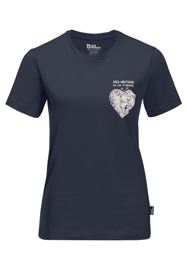 Navy Women Jack Wolfskin Discover Heart T Shirts | 32500403
