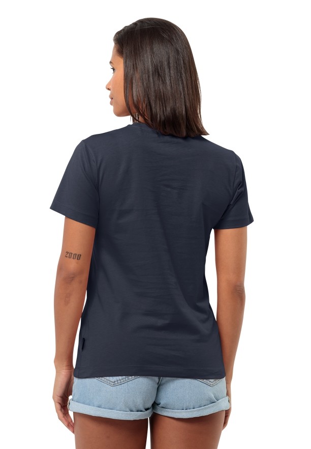 Navy Women Jack Wolfskin Discover Heart T Shirts | 32500403