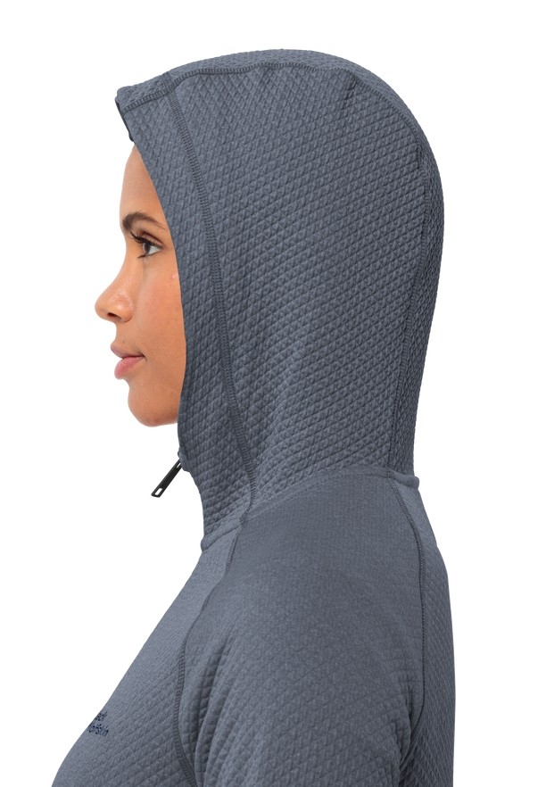 Navy Women Jack Wolfskin Fernweh Hooded Fleece Jackets | 39226388