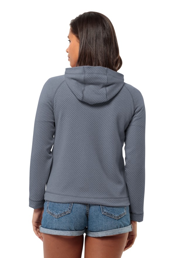 Navy Women Jack Wolfskin Fernweh Hooded Fleece Jackets | 39226388