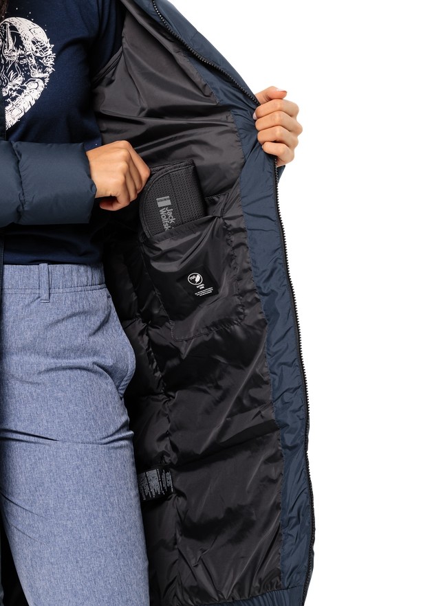 Navy Women Jack Wolfskin Frozen Palace Down Coats | 94540637