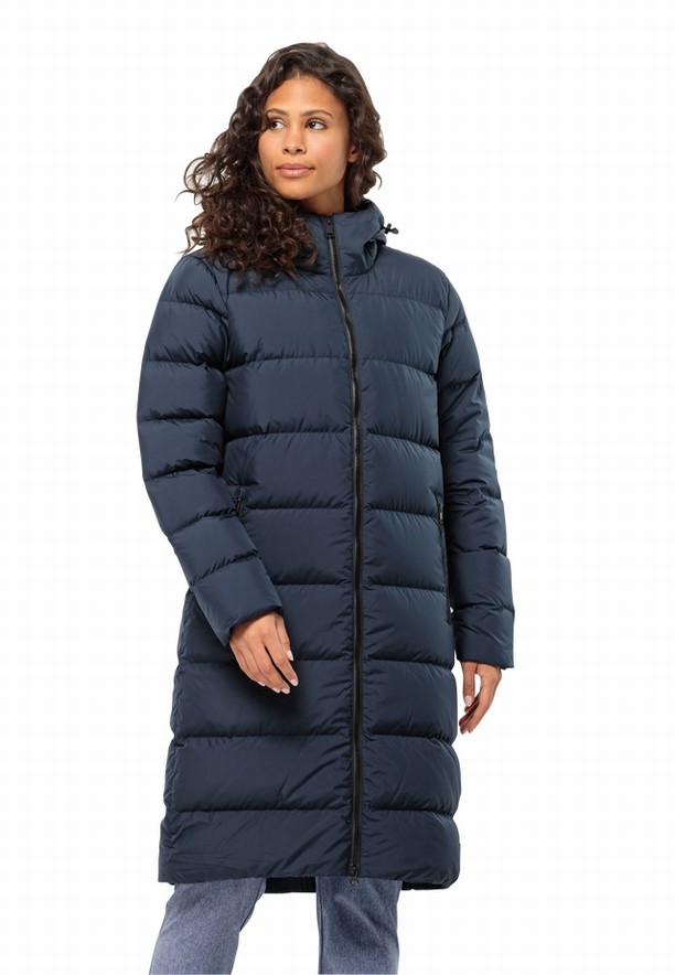 Navy Women Jack Wolfskin Frozen Palace Down Coats | 94540637