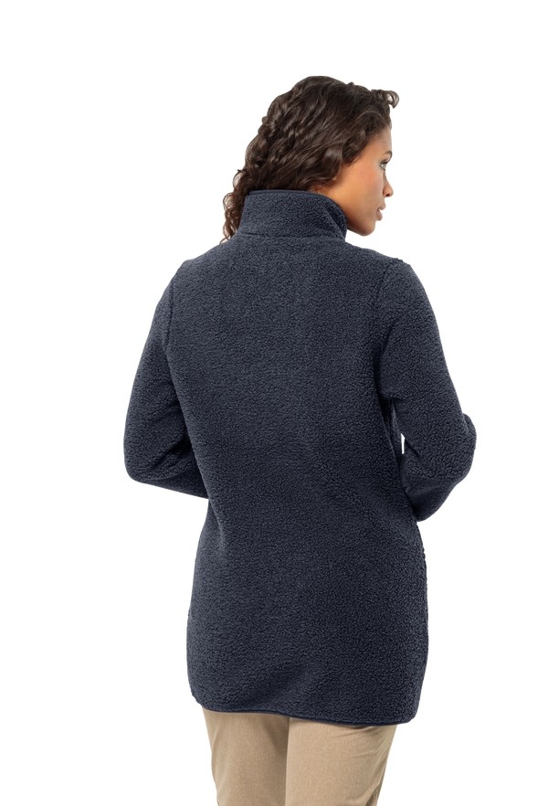 Navy Women Jack Wolfskin High Curl Coats | 55658676