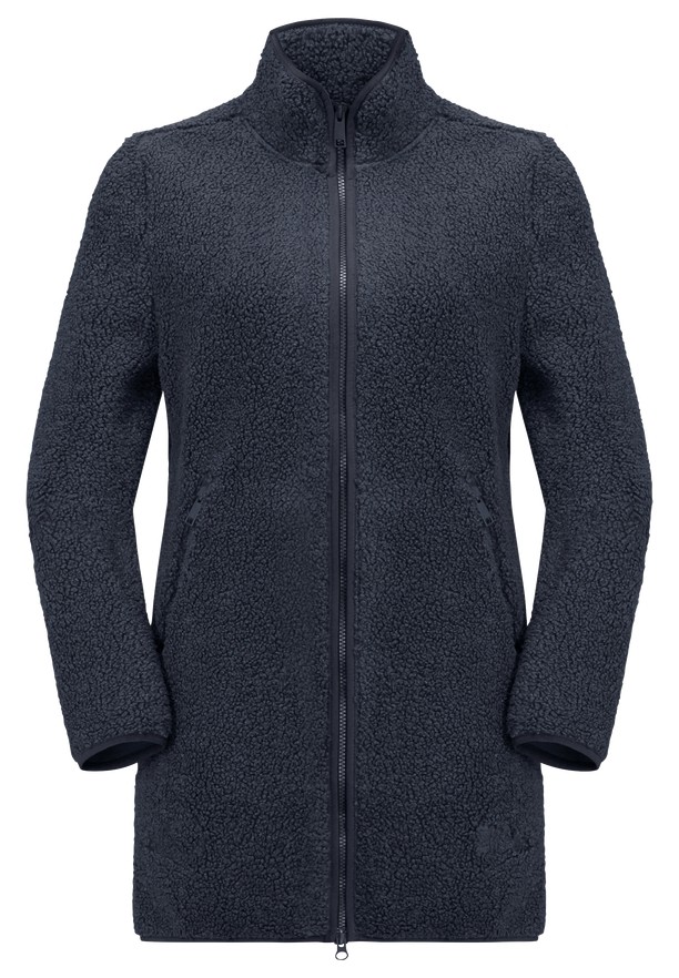 Navy Women Jack Wolfskin High Curl Coats | 55658676