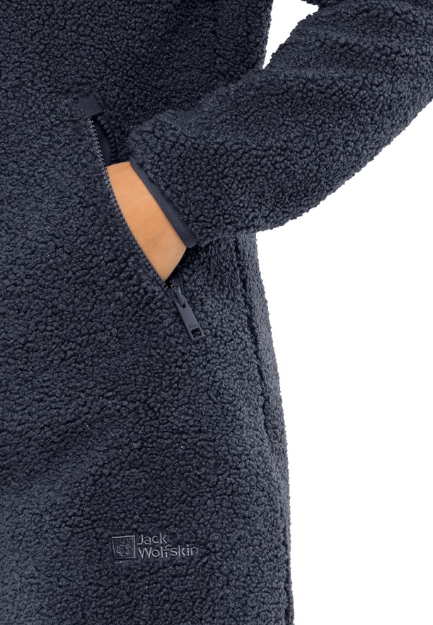 Navy Women Jack Wolfskin High Curl Coats | 55658676