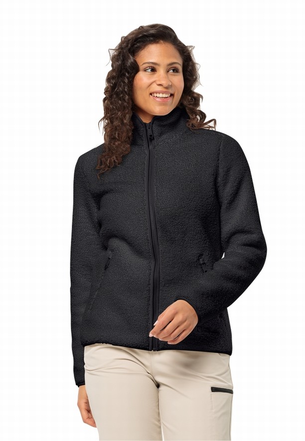 Navy Women Jack Wolfskin High Curl Fleece Jackets | 60995160