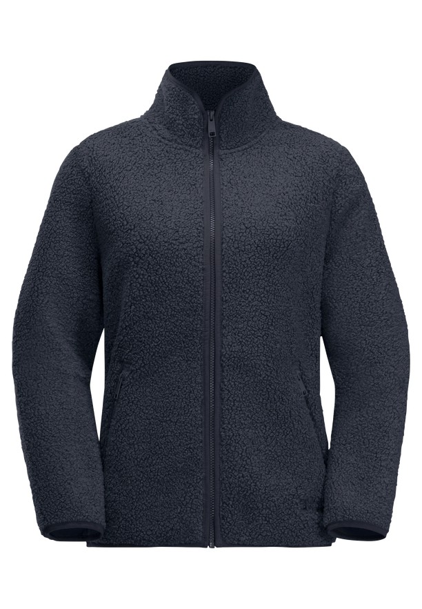 Navy Women Jack Wolfskin High Curl Fleece Jackets | 60995160