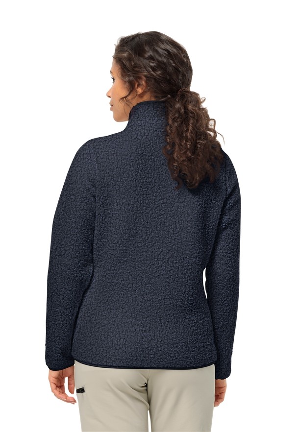 Navy Women Jack Wolfskin High Curl Fleece Jackets | 60995160