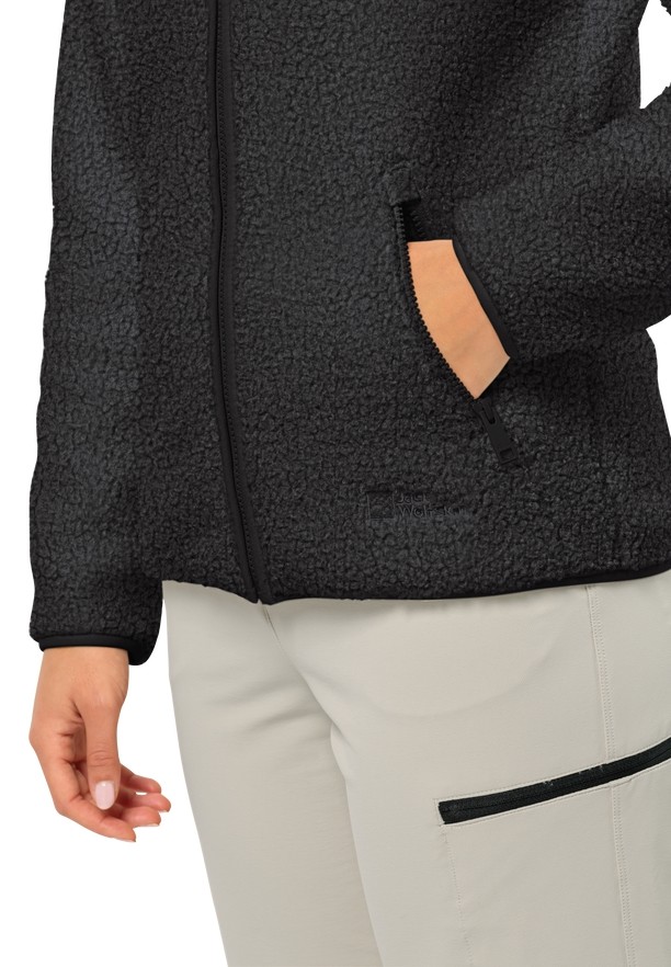 Navy Women Jack Wolfskin High Curl Fleece Jackets | 60995160